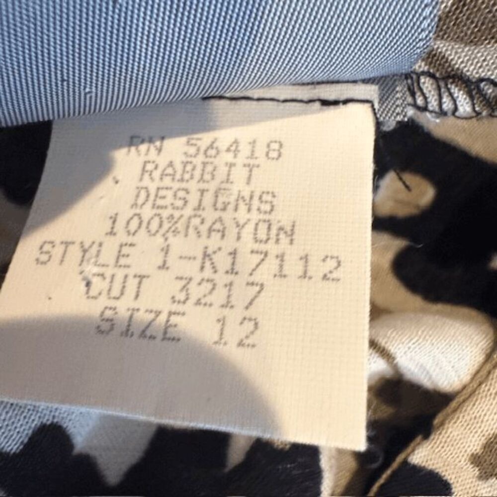 Rabbit Rabbit Rabbit Tropical‎ Print Blouse Shell Buttons Black Tan Size 12 - Picture 8 of 12